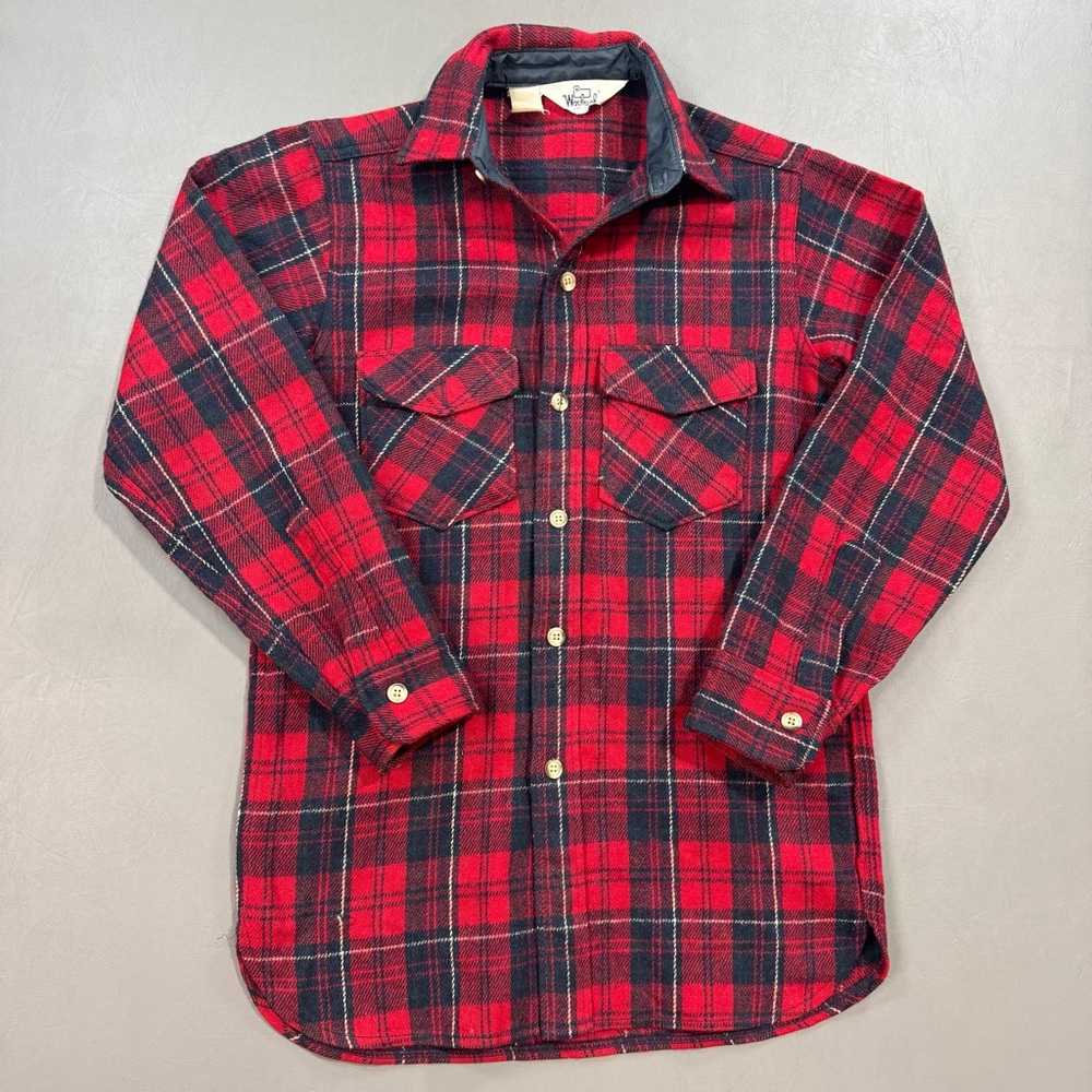 Vintage Woolrich Buffalo Plaid Wool Shirt Red Black USA Small